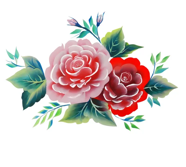 Flowers rose one stroke painting — Stock Photo, Image