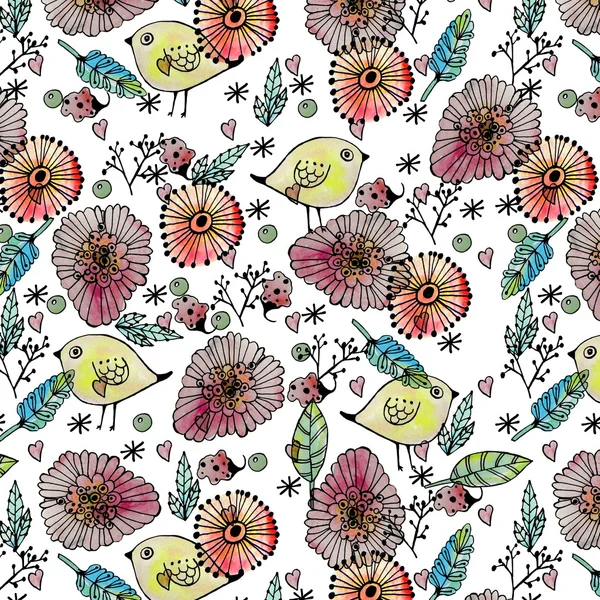 Nahtlose Muster Aquarell Blumen, Papier, Textil, Stoff, Verpackung, Tapete, — Stockfoto