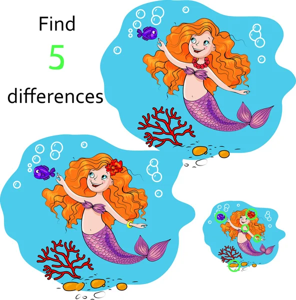 Utbildning spel hitta skillnaderna. Cartoon vektor illustration. — Stock vektor
