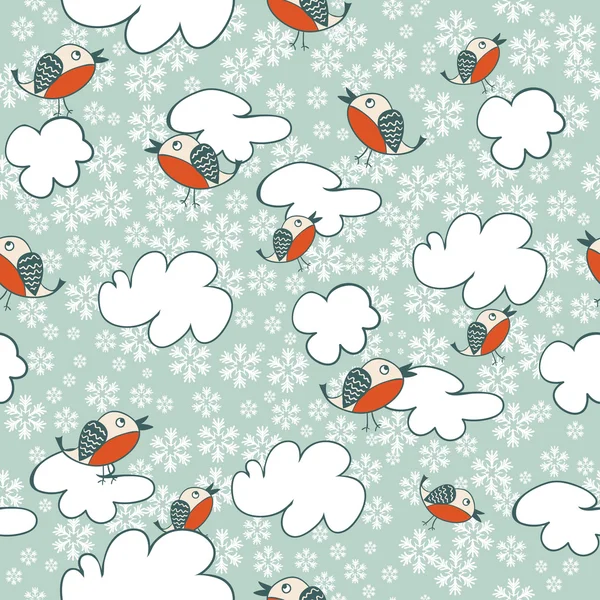 Modèle d'hiver sans couture avec des oiseaux volants — Image vectorielle