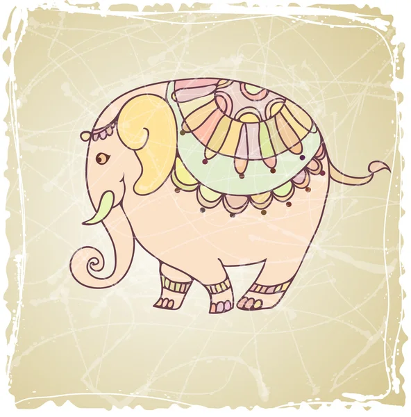 Decorative vintage  elephant — Stock Vector