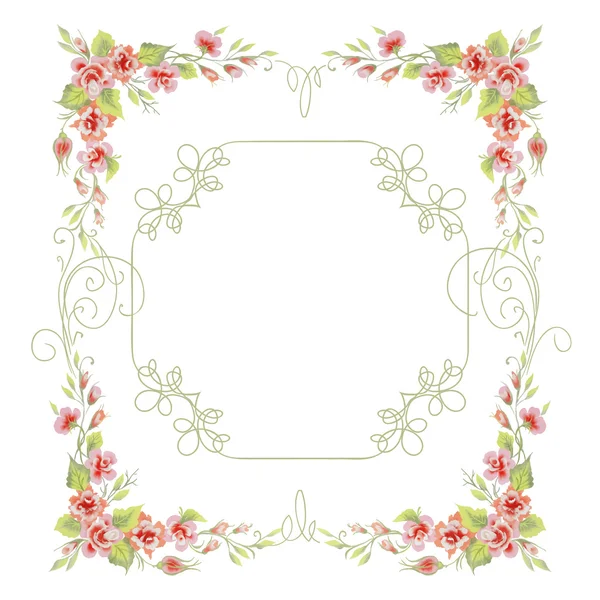 Vintage frame with roses and creeping plant — Stock Vector