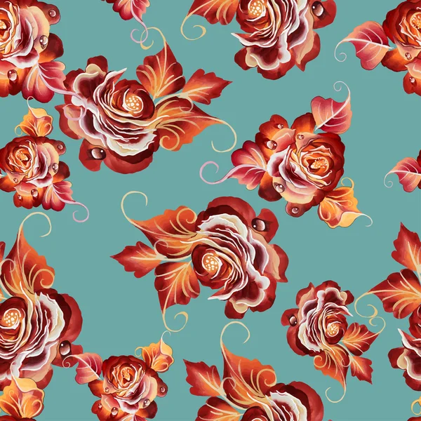 Seamless pattern of red roses — Stock Photo, Image