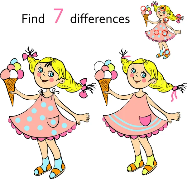 Trouver des différences fille — Image vectorielle