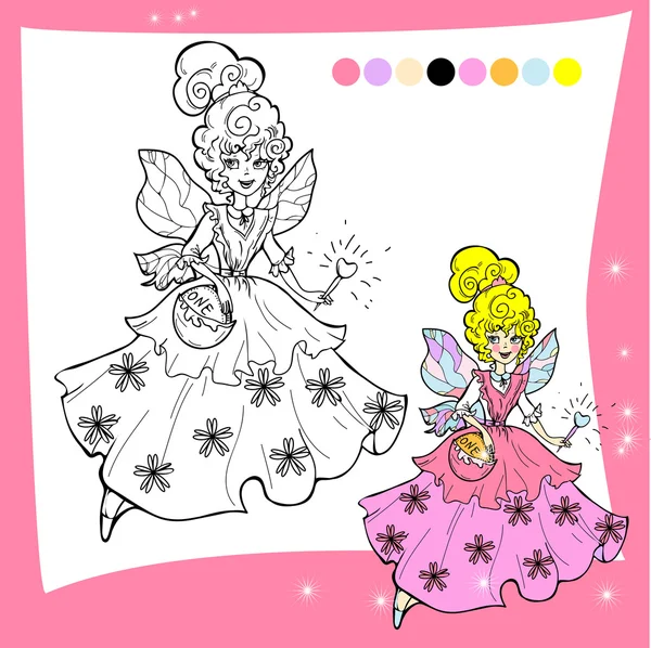 Cartoon coloriage fée — Image vectorielle