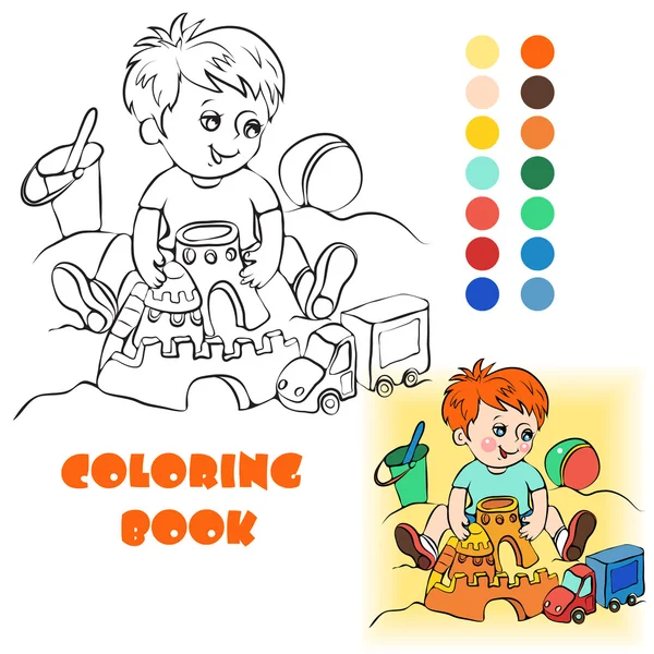 Bebé en el libro para colorear arena — Vector de stock