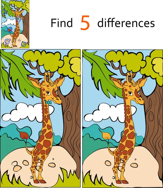 Najít rozdíly žirafa — Stockový vektor