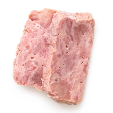 İki dilim konserve jambon. Üst görünüm.
