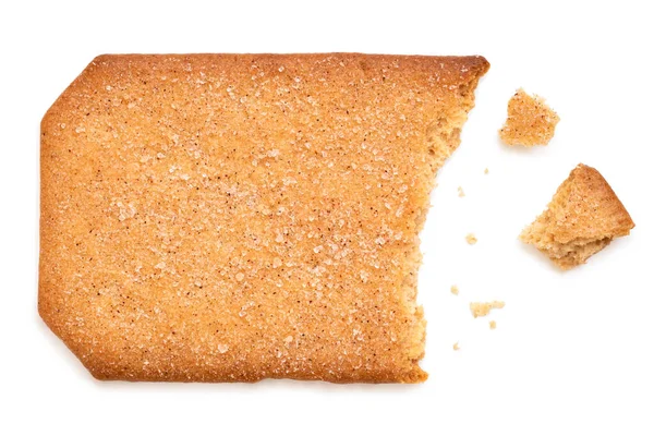 Částečně Snědené Obdélníkové Cukrem Potažené Skořicové Sušenky Izolované Bílo Horní — Stock fotografie