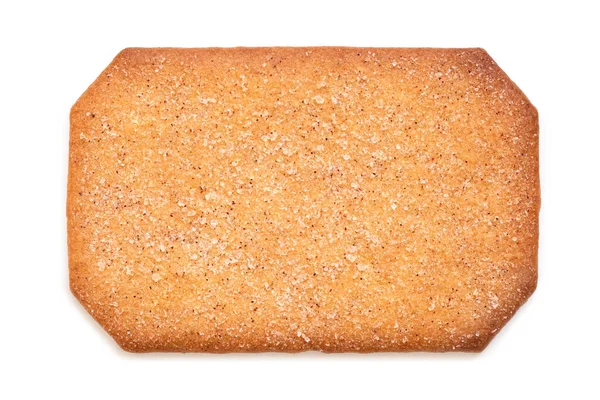 Rectangular Sugar Coated Cinnamon Biscuit Isolated White Top View — Stock Photo, Image