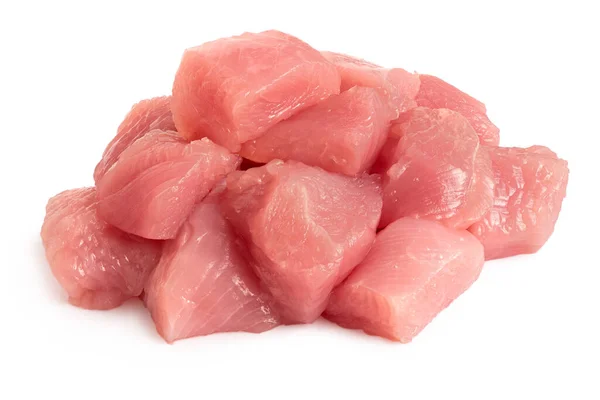 Pile Cut Raw Turkey Breast Isolated White High Angle — Stock Photo, Image