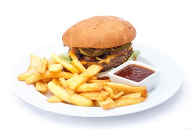 çizburger ve patates kızartması.