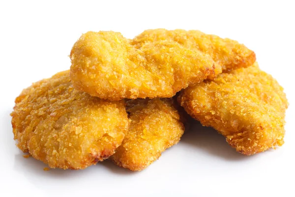 Golden fried bread crumbed chicken strips. — Stock Photo, Image