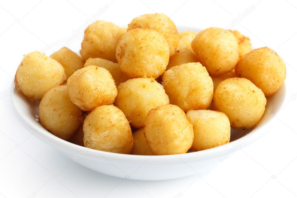 Small golden fried potato balls.