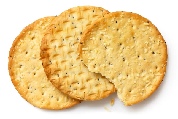 Round large cheese crackers. — Stock Photo, Image