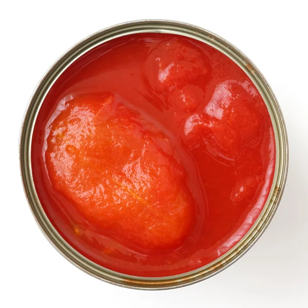 Tomates enlatados enteros en jugo . — Foto de Stock