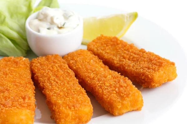 Goldene gebratene Fischfinger. — Stockfoto