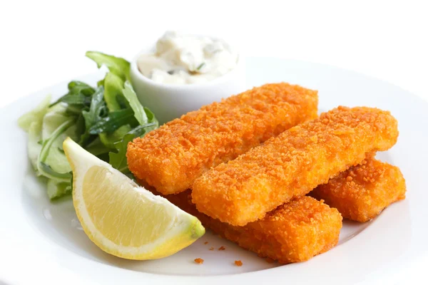 Goldene gebratene Fischfinger. — Stockfoto