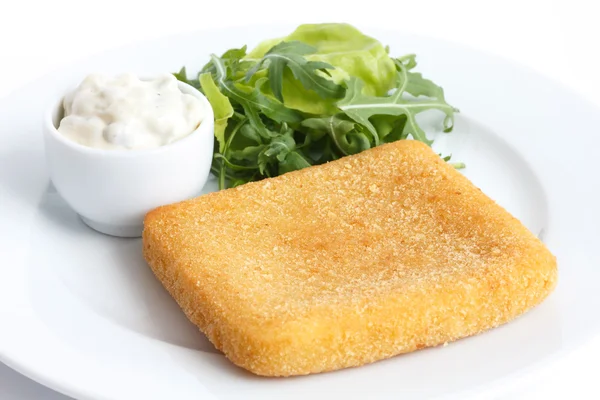 Golden fried bread crumbed cheese. — Stock Photo, Image
