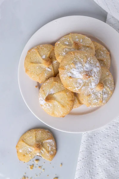 Chocolate Filled Shortbread Cookies White Kitchen — Stock Photo, Image