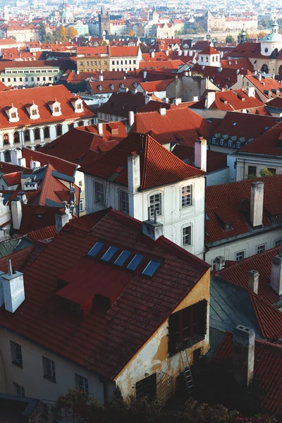 Top View Red Roofs Skyline Prague City Czech Republic Beautiful — Stock Photo, Image