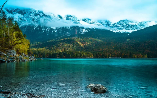 아이 뷰 호수 Zugspitze Gemany Garmisch Partenkirchen Autumn Long Exposure — 스톡 사진