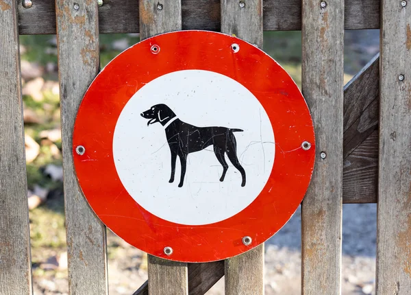 Kırmızı beyaz, köpek işareti yok, açık kahverengi çitlerde, köpekler giremez.