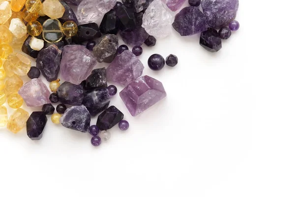 Ametist Mineraller Mücevher Seti Spa Rahatlama Konsepti Kristal Ayini Için — Stok fotoğraf