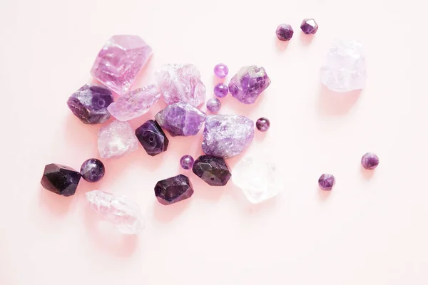 Beautiful Purple Amethyst Natural Gemstone — Stock Photo, Image