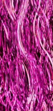 Vibrant Pink Magenta Metallic Tinsel Streamers Abstract Background Festive Party Decoration Shiny Holographic Texture Design