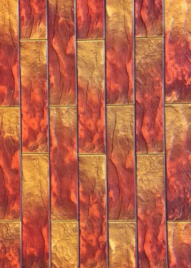 Dikey Tuğla Desenli Turuncu Terracotta Taş Duvarı Arkaplan Sıcaklığı Tonları Geometrik Düzen İç Tasarım Modern Mimari