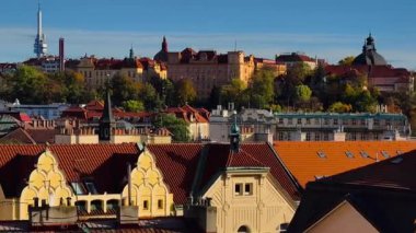 4K Prag Kalesi Kızıl Çatı Havadan Bakış Çek Cumhuriyeti İnsansız Hava Aracı İnsansız Hava Aracı Tarihi Mimarisi Avrupa Şehir Seyahati