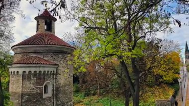 Prag Vysehrad Romanesque Rotunda Ortaçağ Mimarisi Gotik Kilise Örnekleri Sonbahar Tarihi Tahkimatı Çek Cumhuriyeti Seyahat Parkı