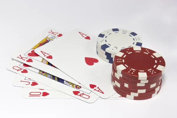 Royal flush poker fişleri ile.