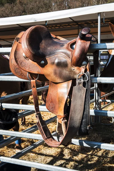 The saddle for rodeo and horseback riding — Stock Photo, Image