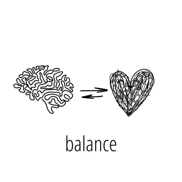 Équilibre entre émotions et pensée rationnelle. Illustration vectorielle et conception d'icônes, concept de santé mentale — Image vectorielle