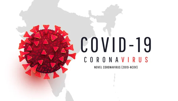 Rote Coronavirus Zelle Auf Der Indien Weltkarte Hintergrund Epidemie Pandemie — Stockvektor