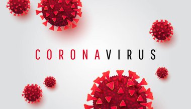 Salgın virüs konsepti. Bir makale, haber, web afişi veya bilgi broşürü için gri zemin üzerinde 3D virüs hücresi olan Coronavirus salgını tasarımı.