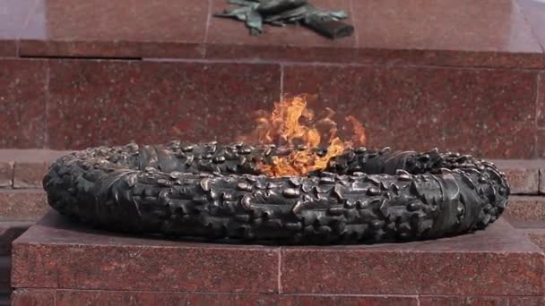 Ewige Flamme im Victory Park. Denkmal. — Stockvideo