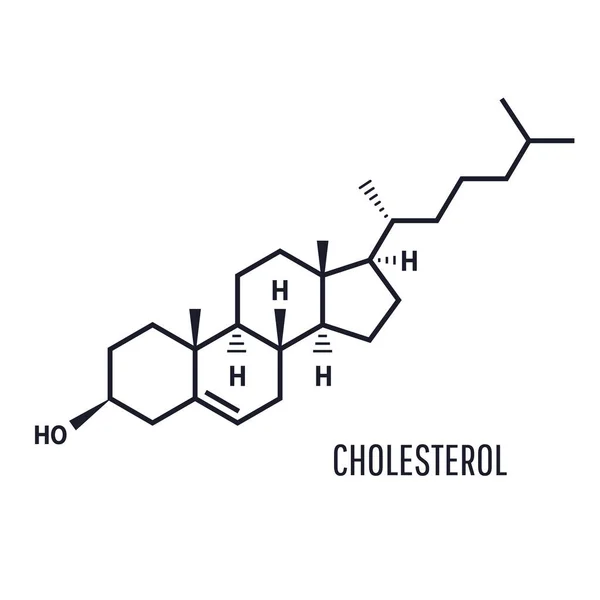 Cholesterolmolecuul. Cholesterol is biosynthetisch door alle dierlijke cellen en is een essentiële structurele component van dierlijke celmembranen. — Stockvector