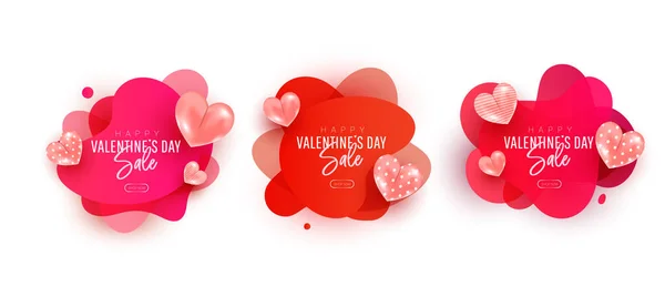 Sevgililer Günü Koleksiyon Seti Uçan Hava Kalbi Şekilli Balon Elementleri — Stok Vektör