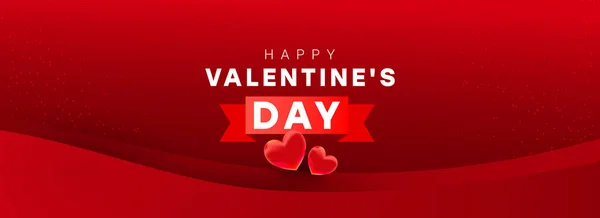 Happy Valentine Day Horizontale Zusammensetzung Helle Überraschung Herzdekor Und Text — Stockvektor