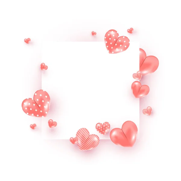 Marco mínimo con concepto de decoración de globos de color rosa aire para San Valentín. — Archivo Imágenes Vectoriales