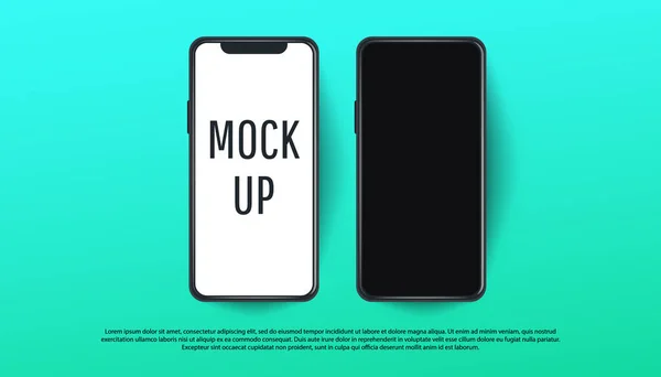 Επεξεργάσιμο Ρεαλιστικό Trendy Mockup Smartphone Λευκή Οθόνη Για Οπτική Επίδειξη — Διανυσματικό Αρχείο