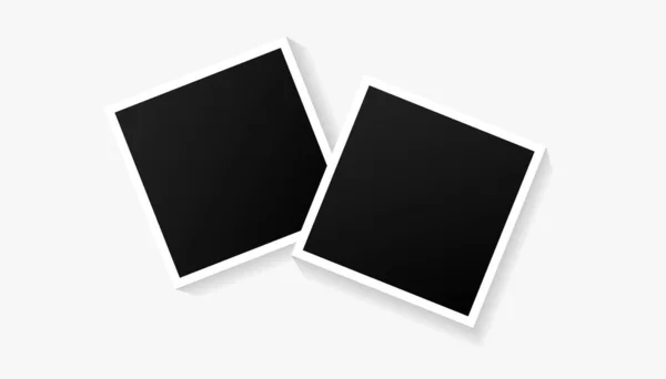 白い背景に空の黒い写真フレームが2つセットされています あなたの写真や思い出のためのベクトルイラスト — ストックベクタ