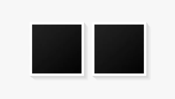 白い背景に空の黒い写真フレームが2つセットされています あなたの写真や思い出のためのベクトルイラスト — ストックベクタ