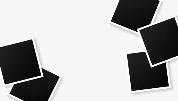 Набор Пустых Фотографий Черные Шаблоны Рамок Белом Фоне Фотографий Векторная — стоковый вектор