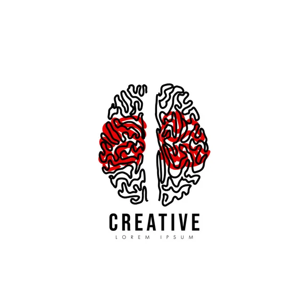 Línea Cerebral Logo Silueta Diseño Plantilla Vectorial Concepto Idea Pensamiento — Vector de stock