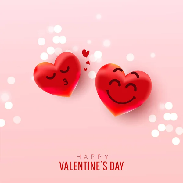 Día San Valentín Fondo Abstracto Con Globos Corazón Con Caras — Vector de stock