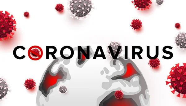 Stoppt Covid Banner Coronavirus Ist Mit Rotem Stop Zeichen Durchgestrichen — Stockvektor